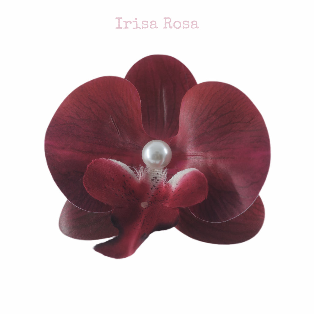 Orchid Barrette in Chili