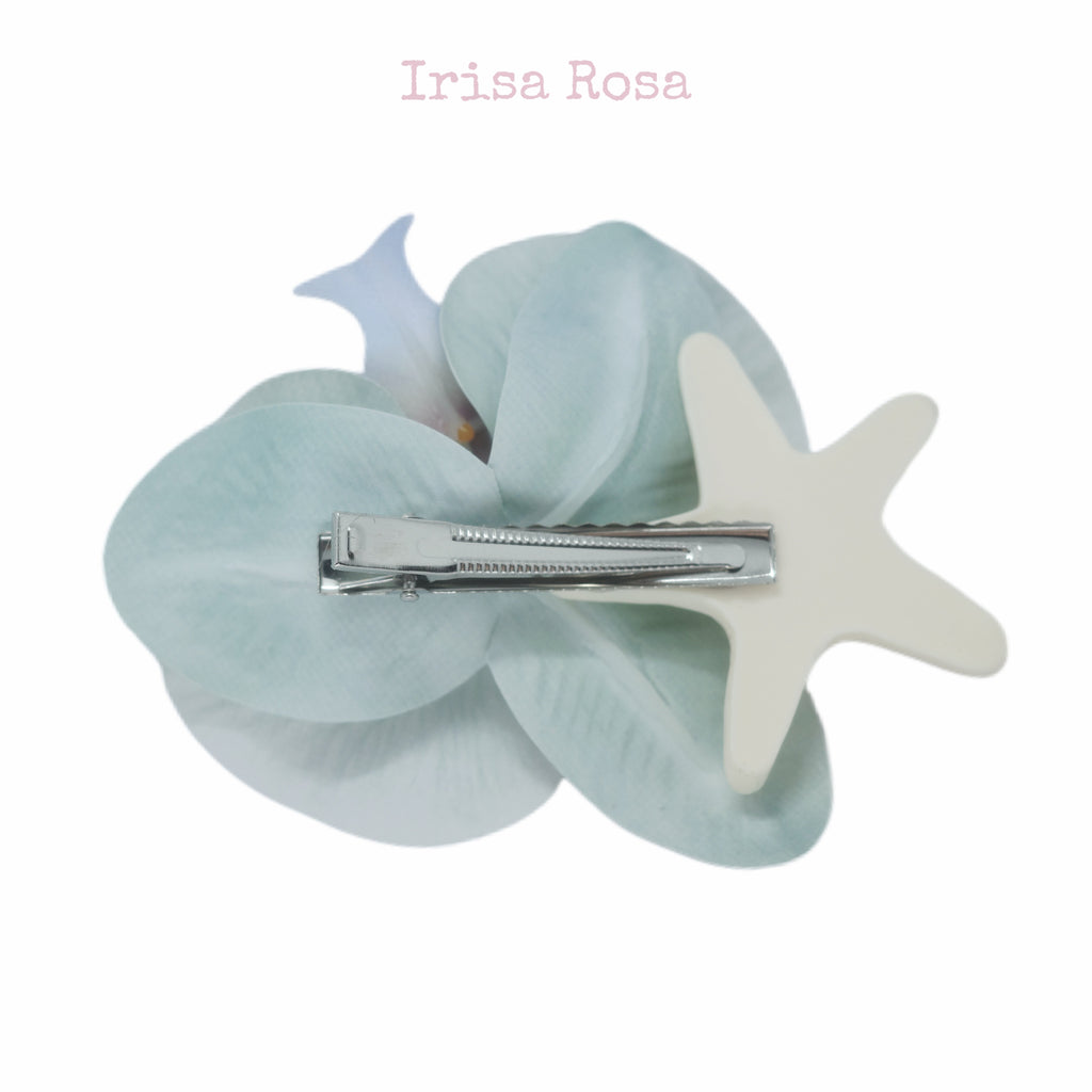 Special Edition of Orchid Barrette in Blue with Starfish