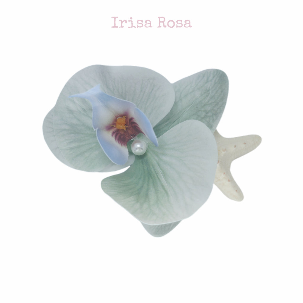 Special Edition of Orchid Barrette in Blue with Starfish