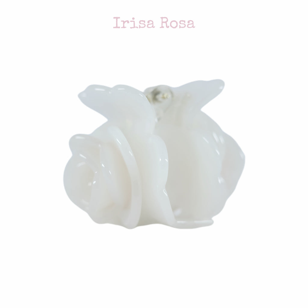 Petit Rose Hair Claw in White