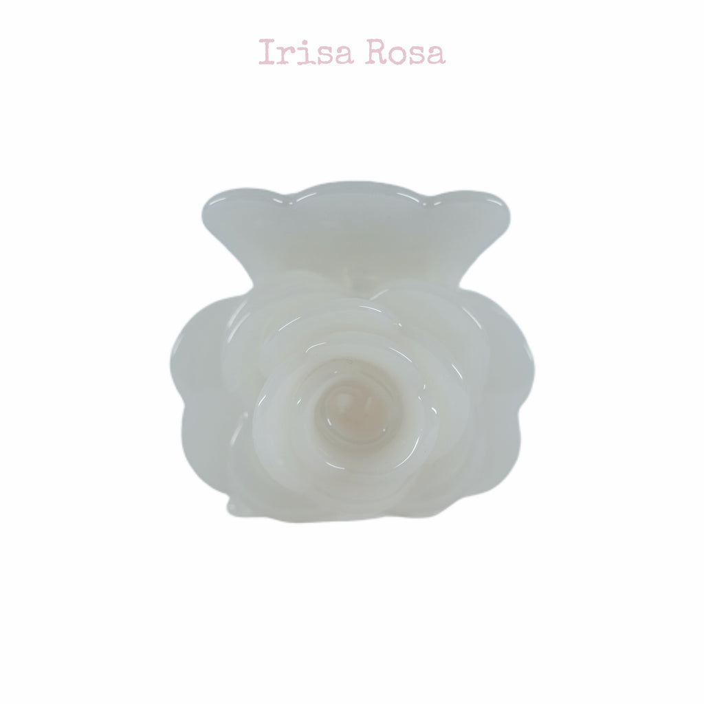 Petit Rose Hair Claw in White