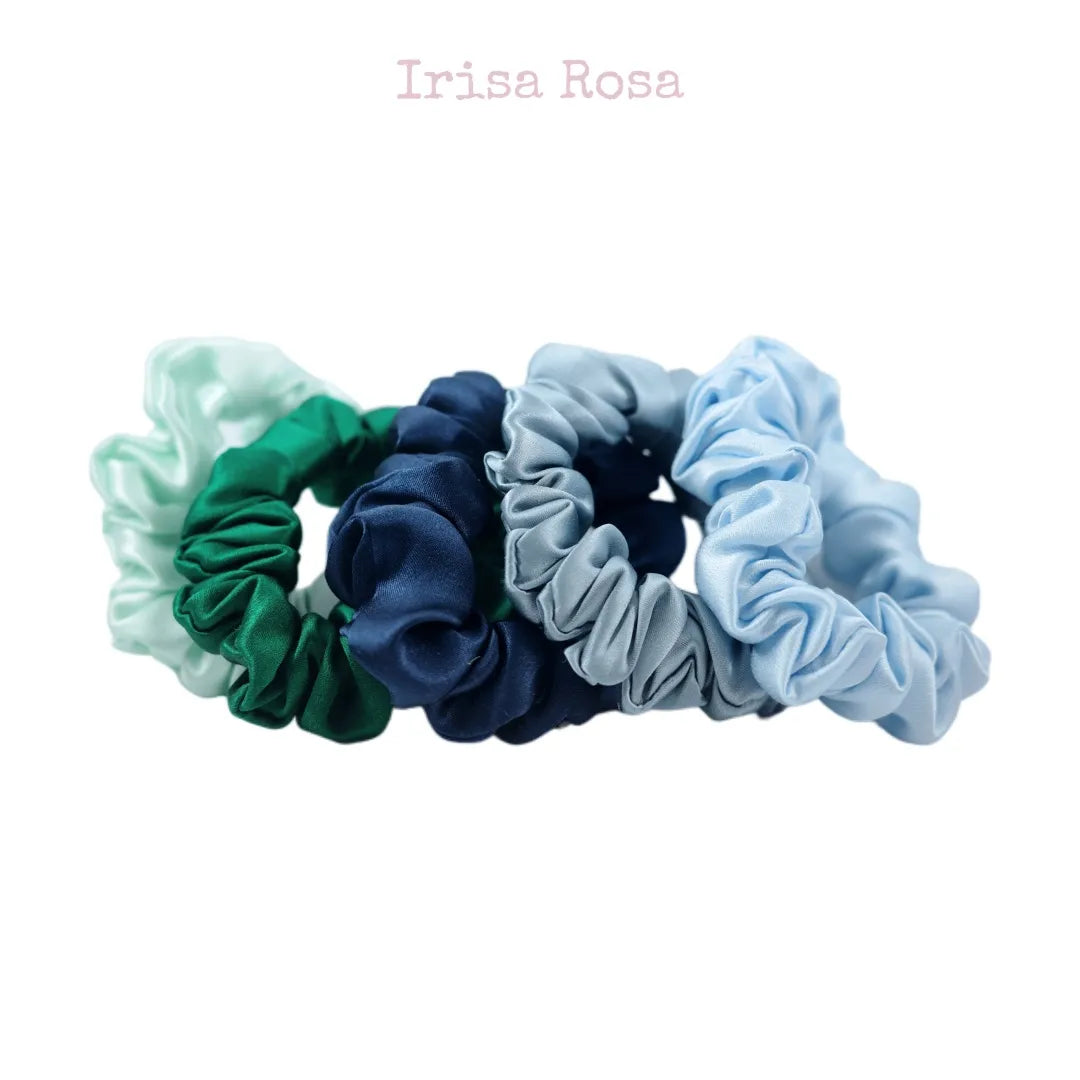 Silk Scrunchie Set in Dream Blueberry (5pcs)