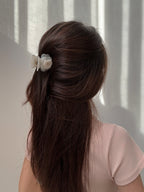 Petit Rose Hair Claw in White