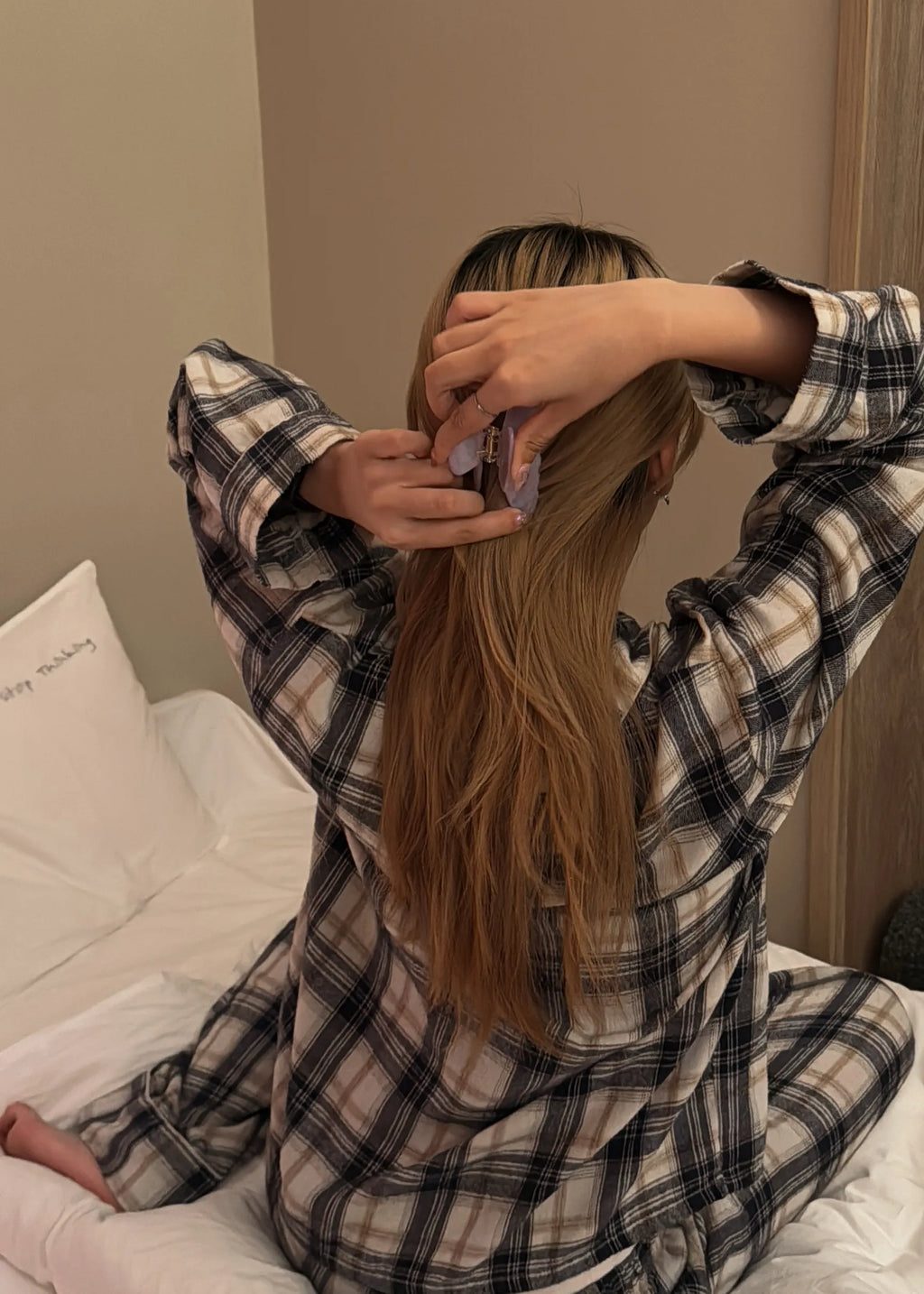 Outdoor lifestyle image – Big Dipper Hair Claw in Purple styled for everyday wear