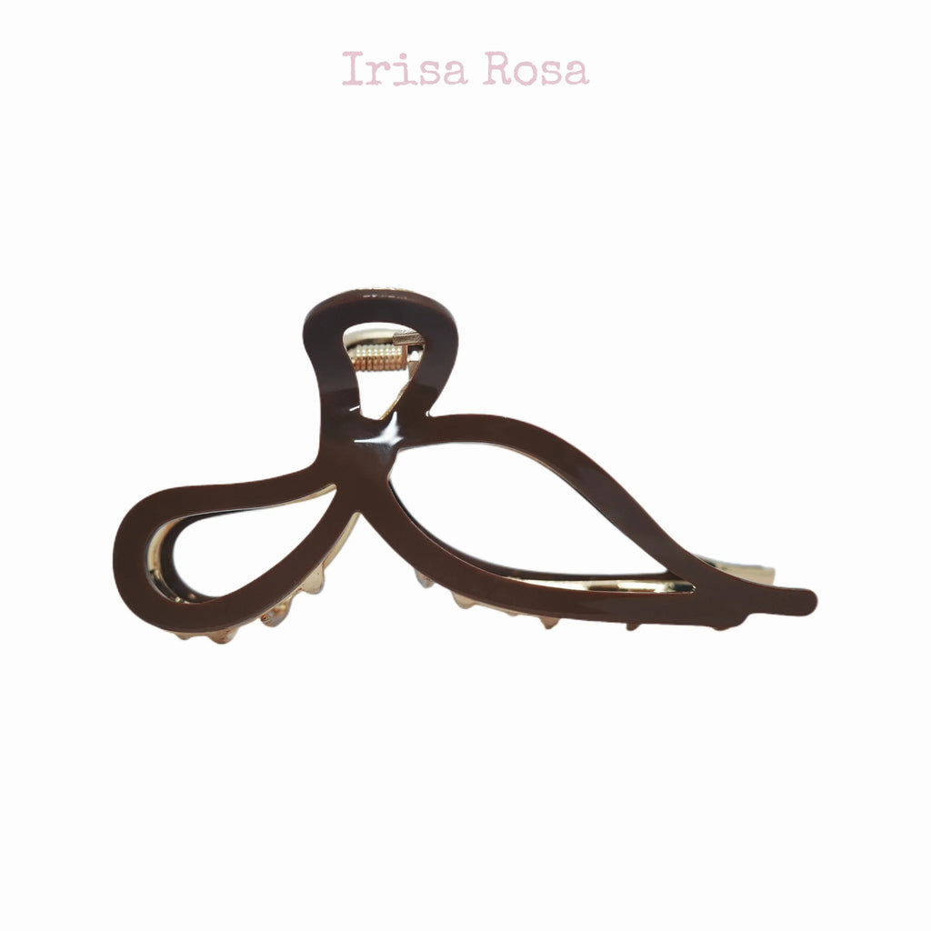 Brown bow claw clip – durable claw clip for thick hair