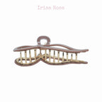 Khaki bow claw clip Side – stylish hair accessory for casual looks