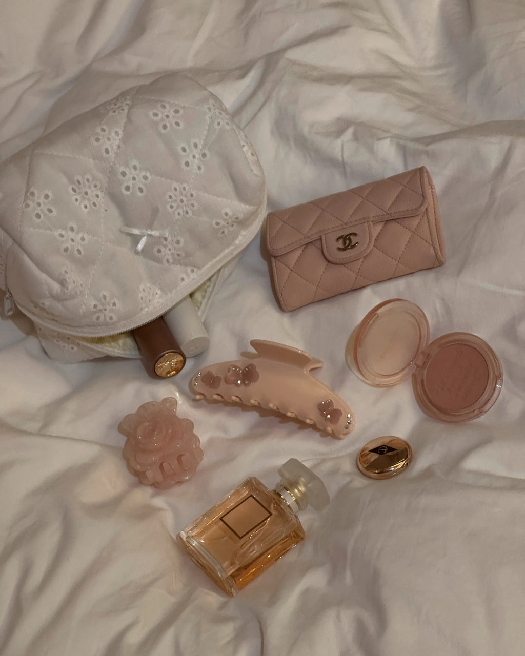 Lifestyle shot of Gabrielle Claw in Jade Butter – chic neutral hair accessory styled with daily essentials