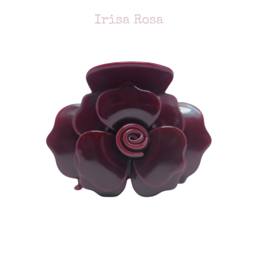 Grande Rose Claw in Red – bold floral claw clip hair accessory for women