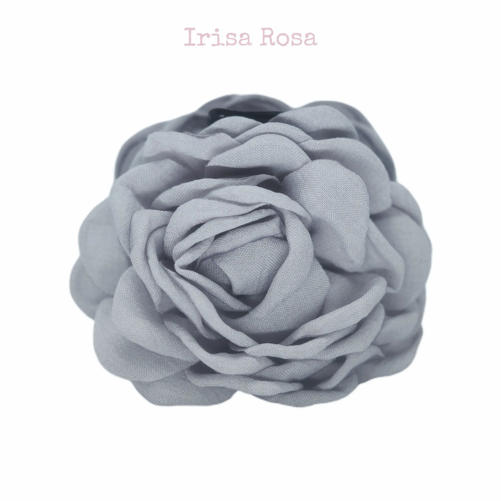 Grey Camellia Hair Claw – elegant floral claw clip hair accessory