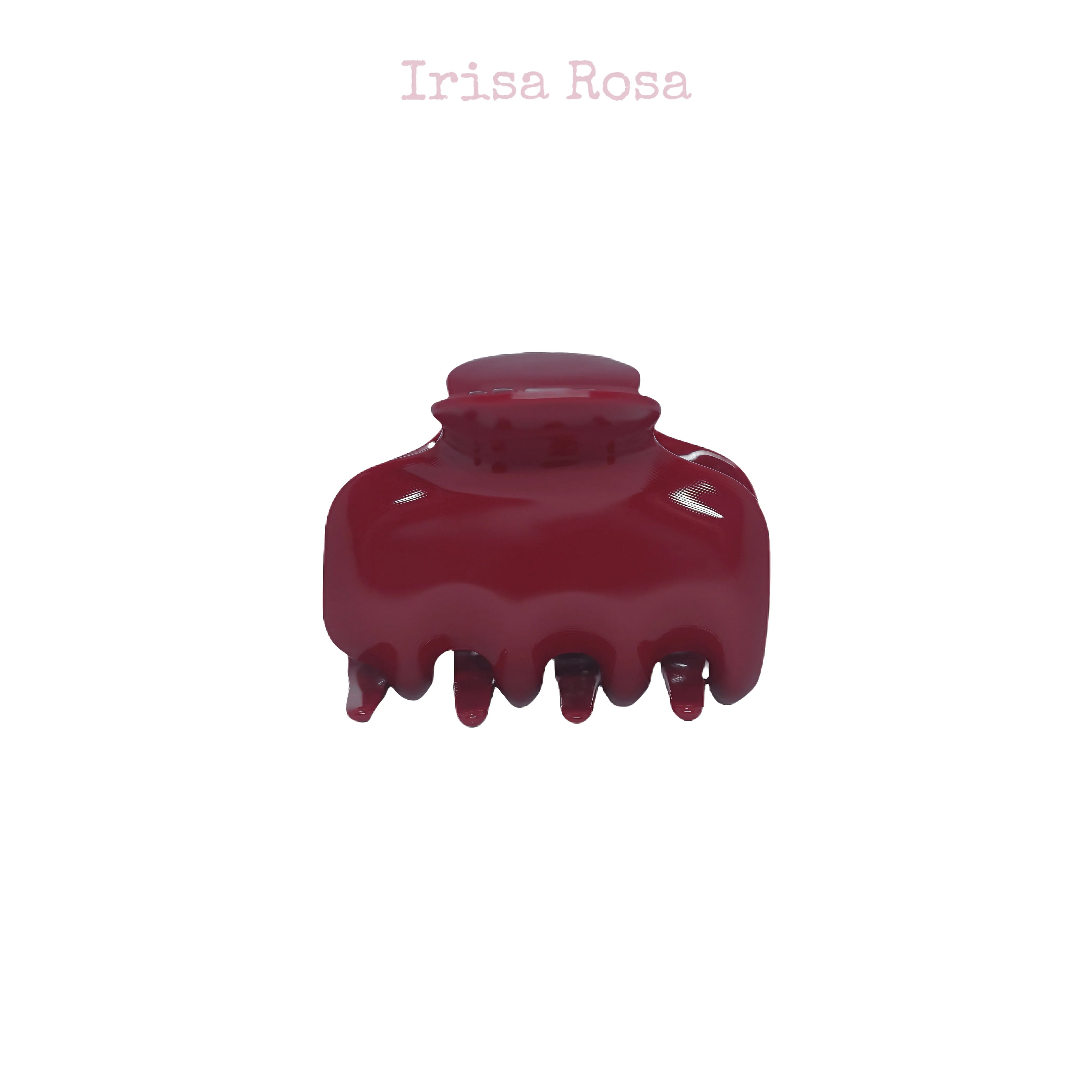 Irisa Rosa mini red hair claw clip – strong grip small acetate clip