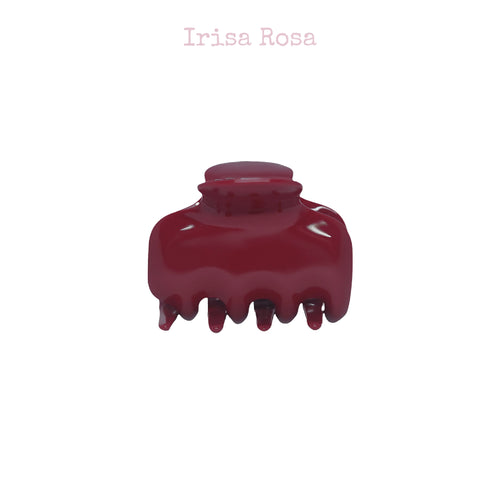 Irisa Rosa mini red hair claw clip – strong grip small acetate clip