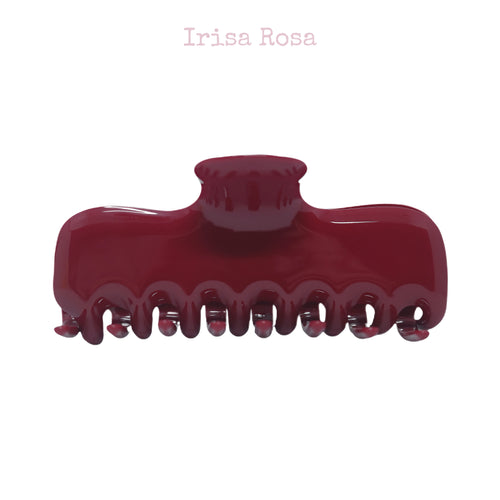 Glossy red acetate claw clip, strong grip, from Irisa Rosa
