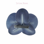 Back view of Denim Orchid Barrette – blue orchid hair clip with casual charm