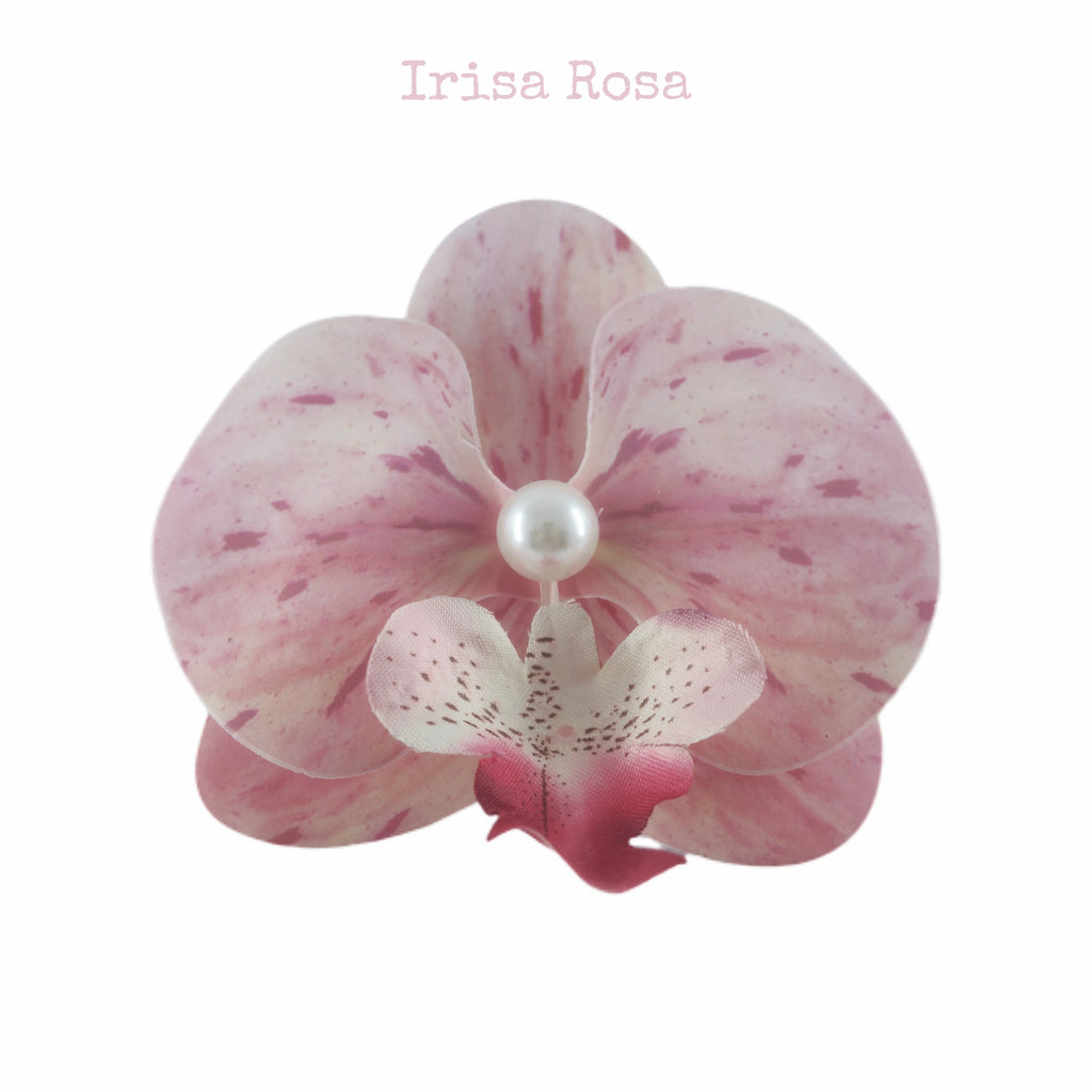 Orchid Barrette in Freckle – light pink orchid hair clip