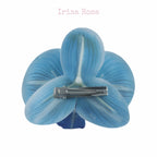 Back view of Lake Orchid Barrette – bright blue orchid hair clip