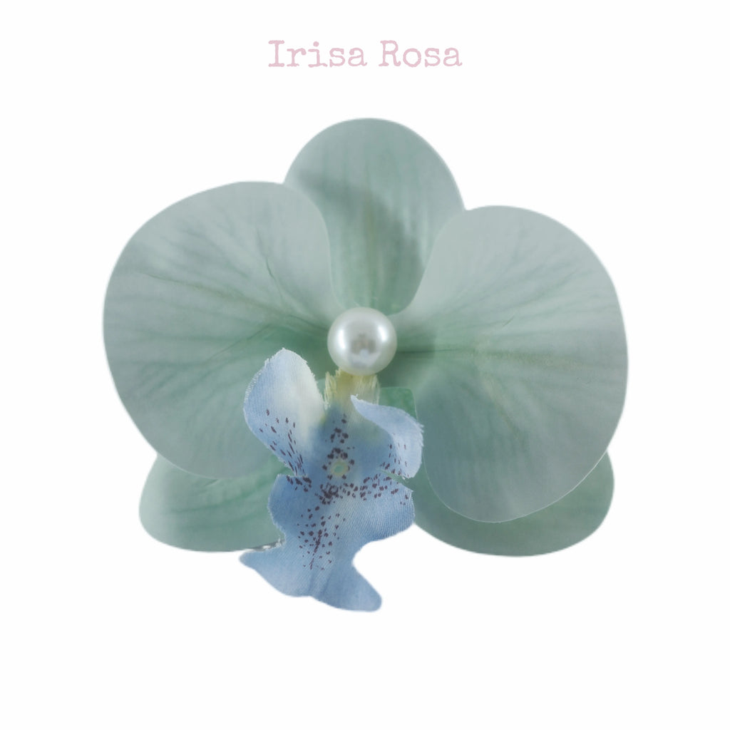 Orchid Barrette in Mint – mint green orchid hair clip