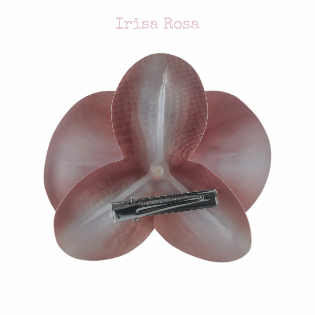 Back view of Peach Orchid Barrette – peach orchid hair clip