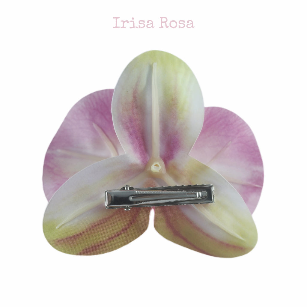 Back view of Pitaya Orchid Barrette – dragon fruit pink orchid hair clip