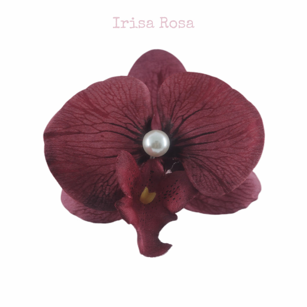 Orchid Barrette in Ruby – ruby red orchid hair clip
