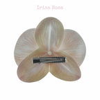 Back view of Tangerine Pith Orchid Barrette – orange orchid hair clip