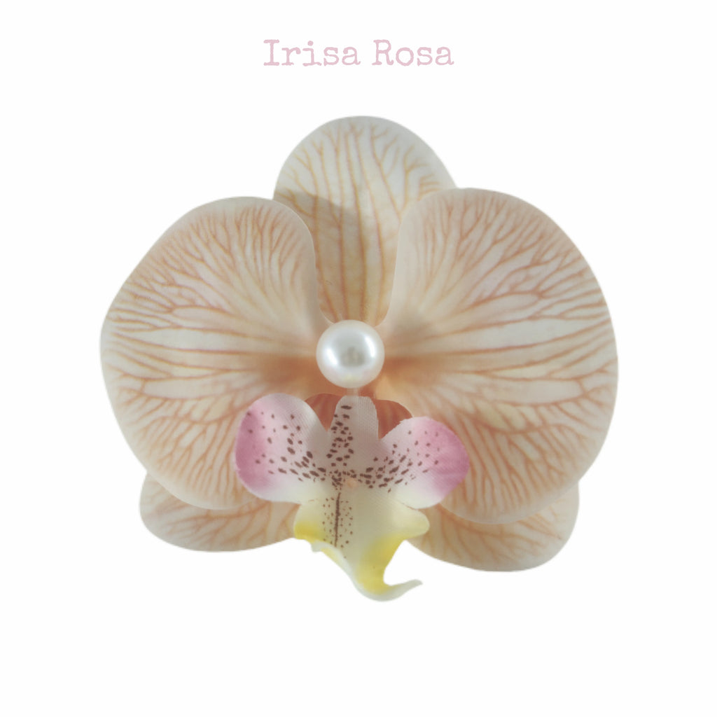 Orchid Barrette in Tangerine Pith – orange orchid hair clip