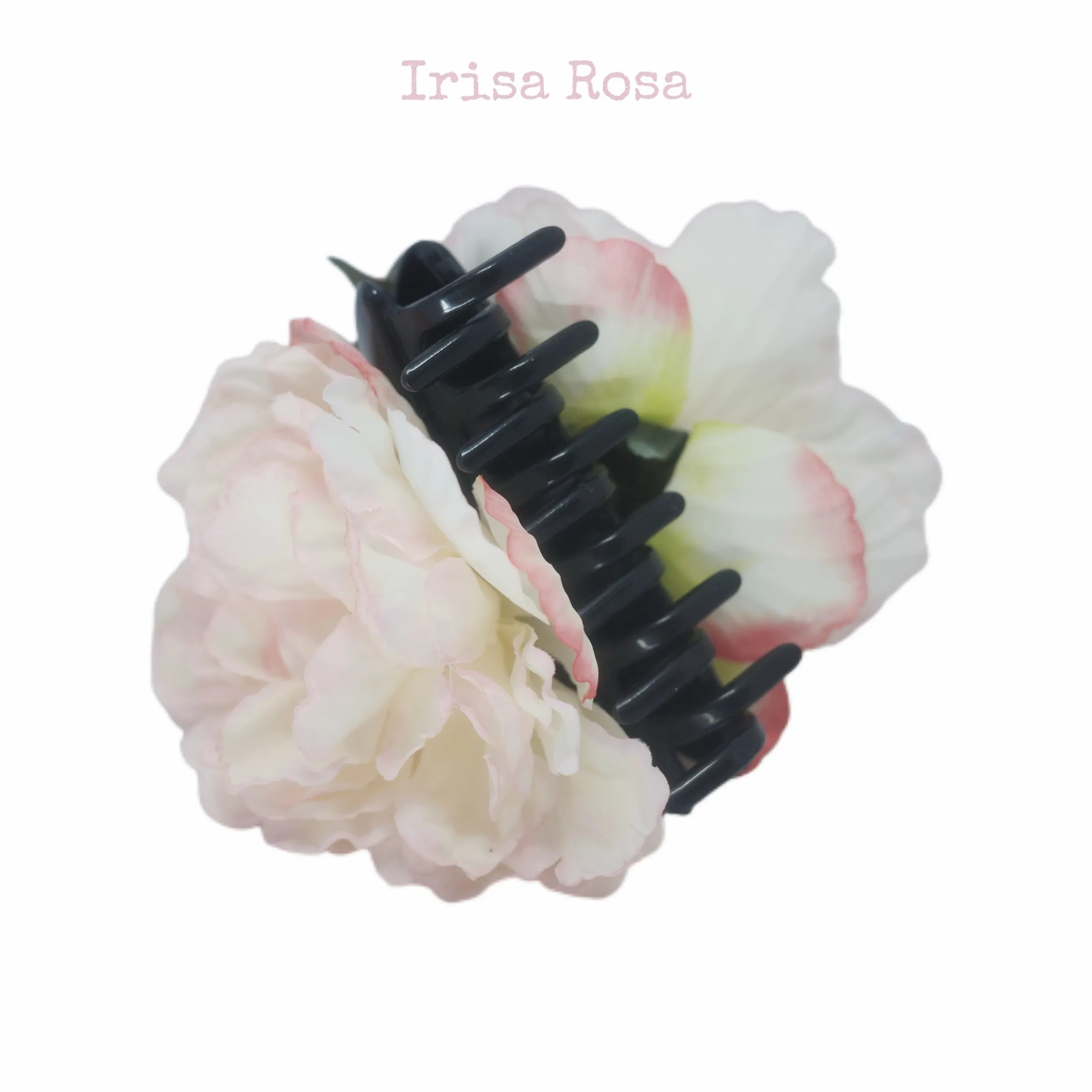 Side view of Pale Pink Peony Hair Claw – chic floral hair accessory
