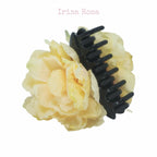 Side view of Yellow Peony Hair Claw – elegant floral accessory for women
