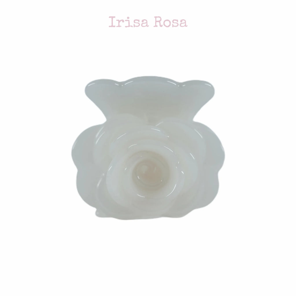 Petit Rose Hair Claw in White – delicate floral claw clip accessory